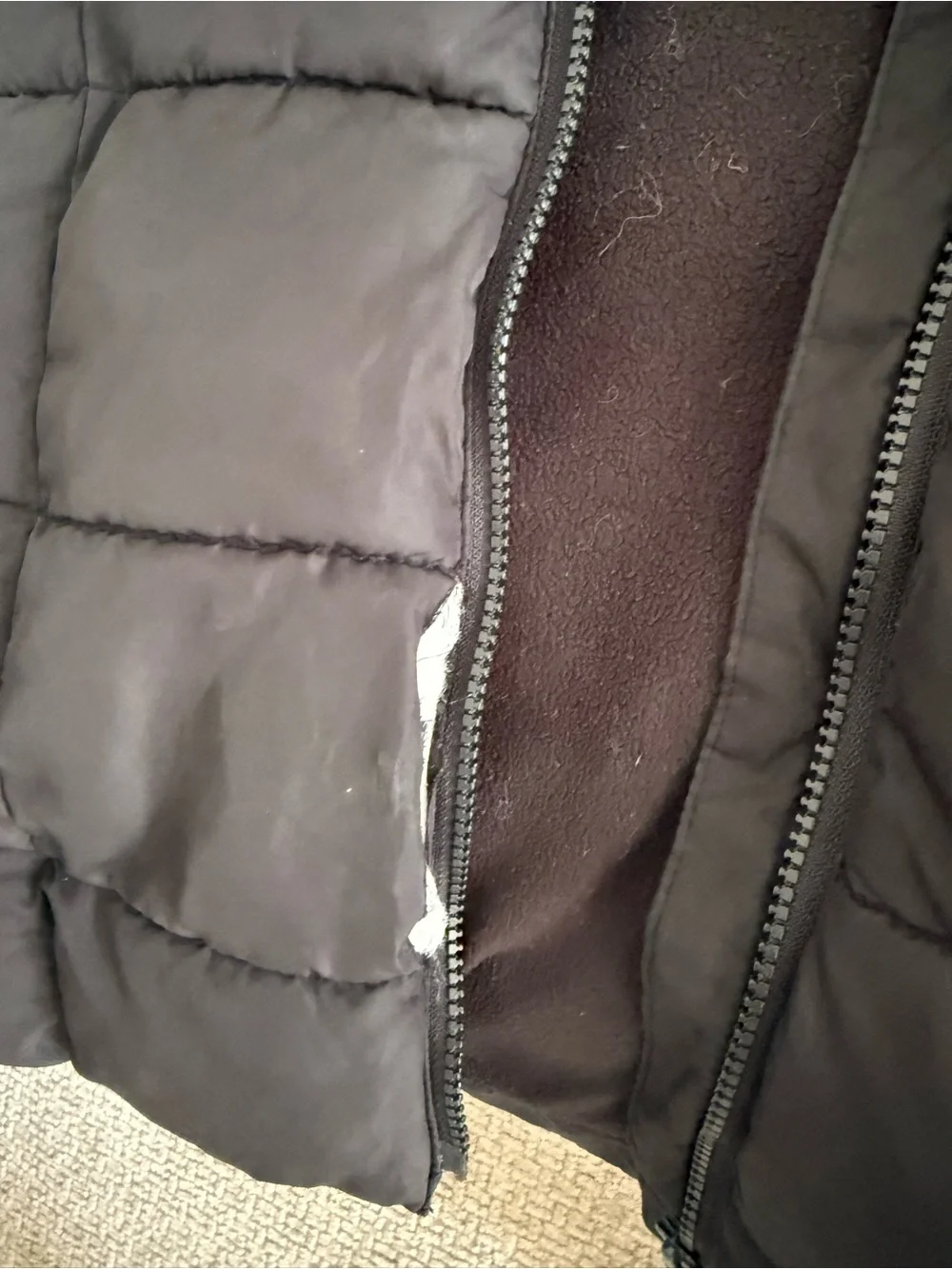 GAP Kids Black Puffer Jacket with Faux-Fur Trim Hood